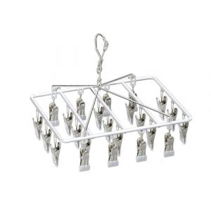 YHESUBZ &Eacute;tendoir &agrave; Linge en m&eacute;tal avec 23 Clips,Etendoir Chaussette,Tourniquet &agrave; Chaussettes pour sous-V&ecirc;tements, pivotant Coupe-Vent accroche-Chaussettes(Blanc) (YHESUBZ, neuf)