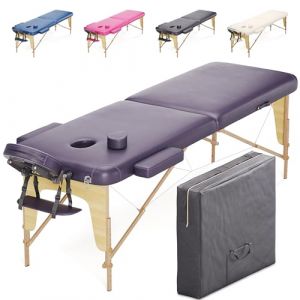 BELTOM® Table de Massage 2 Zones Portables Cosmetique lit esthetique avec Panneau Reiki + Sac - Violet (Beltom, neuf)