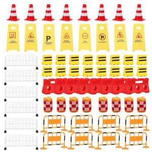 LQUYTA 62 Pi&egrave;ces Accessoires de Lutin pour Chantier de Construction, Miniature de Construction Ornements, Mini Panneau Signalisation, Jouets &eacute;ducatifs pour Enfants Panneaux de Signalisation (CCtunCanton O&Uuml;, neuf)