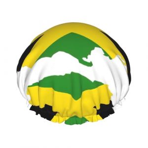 Bonnet de douche pour femme, grande bande &eacute;lastique lavable avec motif carte de la Jama&iuml;que (wenhuaxiaopu, neuf)