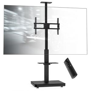XTRARM Elite Support TV &eacute;lectrique Mobile pour 40-86" Max. 60 kg, &eacute;l&eacute;vateur TV motoris&eacute; avec r&eacute;glage de la Hauteur en continu Via la t&eacute;l&eacute;commande, Max. VESA 600x400, avec &eacute;tag&egrave;res et Bloc multiprises (USA2NL, neuf)
