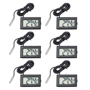 6 Pi&egrave;ces thermometre frigidaire, thermom&egrave;tre aquarium avec sonde?Mini Thermom&egrave;tre Num&eacute;rique LCD Temp&eacute;rature pour R&eacute;frig&eacute;rateur et Cong&eacute;lateur, &Eacute;tanche, Affichage LCD Clair, Fonction M&eacute;moire Min/Max (pingdingshanyucangshangmaoyouxiangongsi, neuf)
