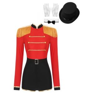 Oyolan D&eacute;guisement Cirque Femme Costume Monsieur Loyal Dompteuse Magicien Carnaval Halloween F&ecirc;te S-3XL Rouge S (Oyolan EU, neuf)