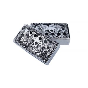 guyker Guyker Humbucker Housse de micro (50 mm/52 mm espacement des p&ocirc;les) &ndash; Cadre de micros en cupronickel pour guitare &eacute;lectrique de style Les Paul LP, style squelette, chrom&eacute; (Guyker Music, neuf)