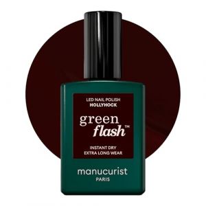 Manucurist Vernis Semi Permanent Noir Green Flash Hollyhock - Vernis Gel Ongle UV Semi Permanent & LED - 12-Free, Bio Sourc&eacute; (84%) - Manucure Professionnelle - 15 ml (Manucurist, neuf)