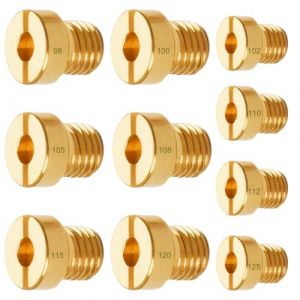 10 Kits de Gicleur Principal de Carburateur, Gicleurs M6 6mm Carburateur Principal Jet Set, Taille de 98,100,102, 105,108,110,112,115,120,125, Compatibles avec Dellorto et Autres Mod&egrave;les (ZGTX, neuf)