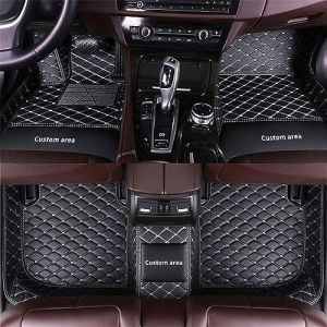 Tapis de Sol pour Renault Clio Kadjar Captur Megane Scenic Arkana Twingo Master Koleo en Cuir synthétique - pour Toutes Saisons - Imperméable et antidérapant - Noir Beige (Blackwheel, neuf)