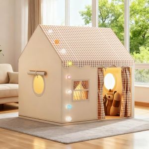 FREEAMG Tente de Jeu Enfants, Cabane Confortable pour Enfant Tente pour Tout-Petits avec Lumineuse D&eacute;corative, Cadeaux d'anniversaire et de la F&ecirc;te des Enfants pour Filles et Gar&ccedil;ons (Kaki) (Freeamg-uk, neuf)