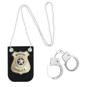 2 pièces accessoires d'insigne de police, menottes pour enfants, menottes en métal avec clé, jouets de jeu de rôle de policier, adaptés au jeu de rôle de fête d'Halloween (UAB WSVLKE LT, neuf)