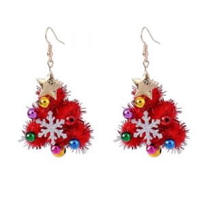 Prosy 1 paire de jolies boucles d'oreilles pendantes colorées en forme de sapin de Noël pour femme, taille unique, Métal, Pas de gemme (Prosy, neuf)