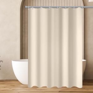 Lerores Rideau de douche, 100 x 160 cm, beige, ourlet lest&eacute;, anti-moisissure, imperm&eacute;able, lavable, en tissu polyester, pour salle de bain, baignoire avec 8 anneaux de rideau de douche (yuan ying MAYY, neuf)
