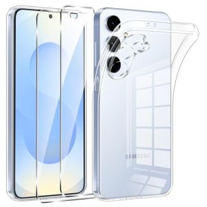 Phoona Coque pour Samsung Galaxy S25 Plus 5G avec 2 Pièces Protection Écran en Verre Trempé,Ultra Transparente Silicone en Gel TPU Souple pour Samsung S25 Plus Couqe,Antichoc Anti-Jaune Etui Bumper (Kohl Florian, neuf)