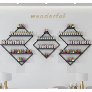 &Eacute;tag&egrave;res Murales pour Vernis &agrave; Ongles, Supports de rangement muraux polygonaux for vernis &agrave; ongles, support de vernis &agrave; ongles en diamant, vitrine multifonctionnelle for vernis &agrave; ongles(Black) (daixianronglebaihuozhan, neuf)