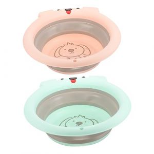 BAZEITFLOW Lavabo Pliable pour Bébé 2 Pièces Cartoon Portable Lavabo pour Visage 30X15 CM Facile à Nettoyer pour Nourrissons et Garçon et à (KINING, neuf)