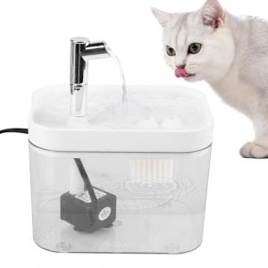 LEKEFETO Fontaine pour chat de 1,5 l : fontaine à eau ultra silencieuse pour chat, sécurité avec filtres, arrêt automatique en cas de manque d'eau, prise USB (2222BUY, neuf)