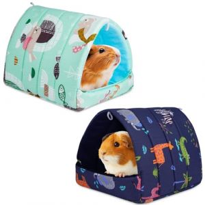 HOTUT Maison pour Cochon d'Inde, 2 Pieces Petits Animaux Couchages Hiver Cabane, Lits Grotte Chauds Petits, Confortable et Chaud, pour Lapin Nain Chinchilla Hérisson Cobayes Ecureuils (ZHDAYA, neuf)
