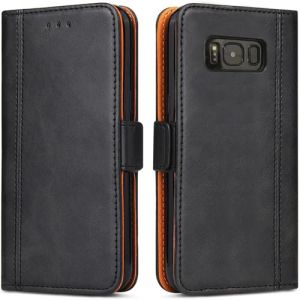 ROJIOJIO Coque pour Samsung Galaxy S8, Housse en Cuir PU Premium Etui &agrave; Rabat Pochette de Portefeuille, &Eacute;tui de Protection pour Samsung Galaxy S8, Noir (ROJIOJIO, neuf)
