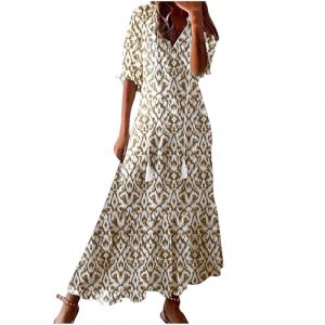 Ventes Flash du Jour Femme Robe de Plage Longue Robe Sexy Boh&egrave;me Pas Cher Elegante &Eacute;t&eacute; Maxi Robes Ample Chic D&eacute;contract&eacute; Sexy Mi-Longue Robes de Soir&eacute;e Boh&egrave;me Casual Habill&eacute;e Dress D'&Eacute;t&eacute; Mi-Longue (⭐⭐⭐⭐⭐AEGJEGVD⭐⭐⭐⭐⭐, neuf)