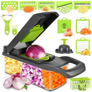 Farerkass Mandoline Cuisine, Coupe Legumes Multifonctions, 16 en 1 Coupe Legume, Rapeuse Legume, Mandoline Professionnelle Cuisine, Coupe Légumes Pour Oignons Carotte Concombre (Nuoyala, neuf)