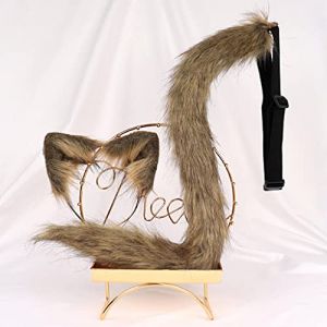 JOERBABU Serre-t&ecirc;te pour oreilles de chat en peluche pour femme, couvre-chef, f&ecirc;te masqu&eacute;e, queue de chat, accessoires de cosplay, accessoires de costume pour femme (jiushuang, neuf)