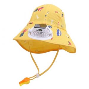 2025 Chapeau de ventilateur solaire pour enfants Casquette d'été pour les excursions à la plage avec ventilateur de charge USB intégré Large bord Chapeaux de jardin d'extérieur avec UPF 50+ Écharpe (⭐⭐⭐⭐⭐Five star⭐⭐⭐⭐, neuf)