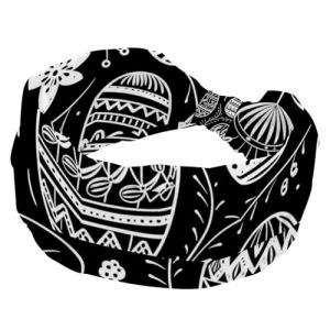 Bandeau large &eacute;lastique pour cheveux - &OElig;uf de P&acirc;ques - Lapin - Noir et blanc - Accessoire pour cheveux pour femme (ocenuttldat, neuf)