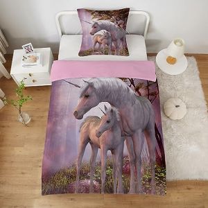 Yasida Housse De Couette Licorne Cheval 140x200 Fille Rose 3D Imprim&eacute; Parure De Lit 1 Personne Housse De Couette 140x200 Zipp&eacute;E Au Drap Housse Taie Oreiller 65x65 Cadeau F&ecirc;Te Animaux De La Jungle (ibedding, neuf)