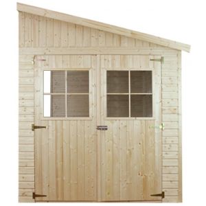TIMBELA M341 Abri de Jardin en Bois Naturel (sans paroi latérale)- Stockage extérieur avec fenêtres- H244x216x513 cm/10 m2, Hangar en Bois Naturel - Atelier Rangement Outils et vélos (TIMBELA&KO, neuf)
