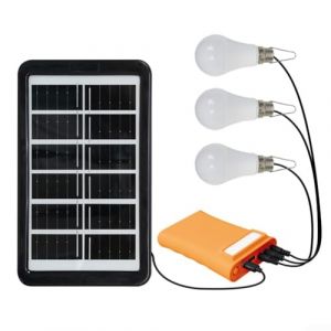 Ampoule LED solaire de camping, ampoule LED à énergie solaire, avec câble de 2,8 m, lanterne étanche IPX6, chargement multi-appareils, pour extérieur (orange) (LuckCharm, neuf)