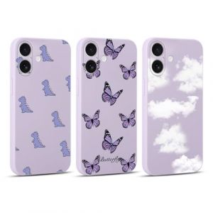Yoedge 3 Pi&egrave;ces Coque pour iPhone 17, Ultra Fine Souple Silicone TPU avec Aesthetic Motif Papillon Design &Eacute;tui pour Femmes, Antichoc Anti-Rayures Bumper Protection Housse pour iPhone 17 6,3" (Lei Xiao, neuf)