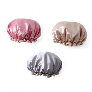 CALLARON 3 Pi&egrave;ces Bonnet de Douche Imperm&eacute;able Charlotte de Douche R&eacute;utilisable Bonnet de Bain Lavable pour Salle de Bain Or Argent Rose (Raindrops On Roof, neuf)