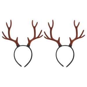 OUNONA Lot de 2 serre-t&ecirc;tes en bois de renne : Joli serre-t&ecirc;te en bois de renne pour femmes et filles - Accessoire de t&ecirc;te adorable et festif en forme de de, id&eacute;al pour les photos de No&euml;l et (Gustell, neuf)
