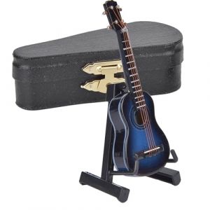 Mod&egrave;le de Guitare Classique Miniature, Mini Guitare en Bois, d&eacute;coration de Bureau, Ornements, pour Les Amateurs de Musique, caf&eacute; Bleu, 8x3cm (Bleue) (Haedaxua, neuf)
