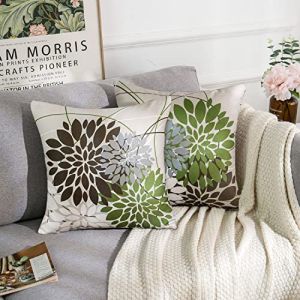 Housse Coussin 45x45 Housse de Coussin Brun Et Vert Taie Oreiller D&eacute;coratif Housses de Coussin Abstraite G&eacute;om&eacute;triques Fleurs Taie D'oreiller Lot de 2 Taie D'oreiller Pour Salon Chambre D&eacute;coration (LRartdeco Home, neuf)
