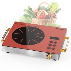 Cooksir Plaque Vitroc&eacute;ramique 1 Feu avec Prise, 2000W, Plaque de Cuisson Electrique &agrave; Poignet Portable 36CM, Table de Cuisson avec Bouton Rotatif et Commande Tactile, 220V Glaskeramikkochfeld (Cooksir-FR, neuf)