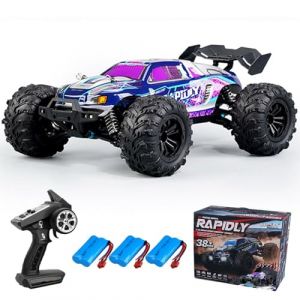 Teeggi Voiture télécommandée 50 km/h, 1:16 RC haute vitesse tout-terrain, Drift, moteur à balais de carbone 2,4 G, moteur 4 WD Off Road Race Buggy pour adultes, 3 batteries 16101 (violet) (Teeggi-EU, neuf)