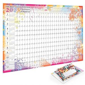 Calendrier muraux annuel XXL 2025 (74,2 x 52,5 cm) PLIÉ au format affiche. Format paysage plié : agenda mural, calendrier 2025 annuel, calendrier affiche. 1 pièce (Piasbta Sbasub, neuf)