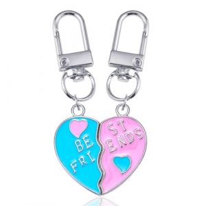 Porte clef meilleure amie,porte cl&eacute; amiti&eacute; pour 2 fille coeur rose et bleu enfants c&oelig;ur Porte-cl&eacute;s mignon porte clef stitch enfant meilleure amie pour les longs voyages (My Smart Choice 5, neuf)