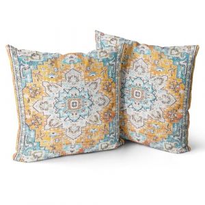 Snylcce Housse de Coussin 55x55cm Boho Ethnique Taie d'oreiller Lot de 2 Moderne Housses Coussins Mandala Motif Floral Taie Oreiller Boheme Décoratif pour Chambre BIS (Sunycler, neuf)