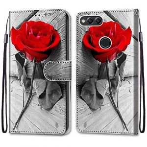 Mo-Somnus Coque pour Huawei Honor 7X, Etui en Cuir PU Portefeuille Housse Coque avec 360 Degr&eacute;s Silicone Antichoc Protection Cover Cuir Pochette Magn&eacute;tique und Flip B&eacute;quille (Rose) (Mo-Beauty EU Store, neuf)