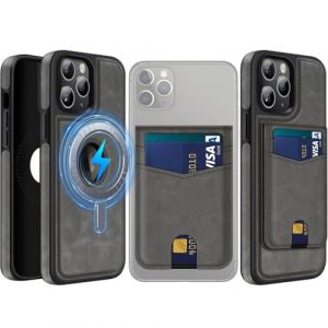 MOBESV 2 in 1 Coque en Cuir pour iPhone 11 Pro Max 6,5 Pouces avec Portefeuille Support, &Eacute;tui Magn&eacute;tique Compatible avec MagSafe, Housse avec Porte Cartes &Eacute;l&eacute;gant (Gris) (NineFox, neuf)