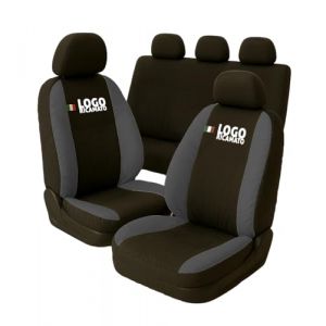 Susy Shop Housses de siège compatibles pour Clio avec dossier arrière divisible 1/3-2/3 housses de siège auto avec logo brodé fabriqué en Italie (noir - gris foncé) (Susy Shop, neuf)