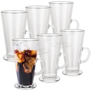 STARVAST Lot de 6 Tasse en Verre Caf&eacute; Irlandais, Verres &agrave; Latte, Tasses &agrave; Caf&eacute; Irish avec Poign&eacute;e, Tasses en Verre pour Latte, Cappuccino, Chocolat Chaud, 233 ml (max. 284ml) (StarVast, neuf)