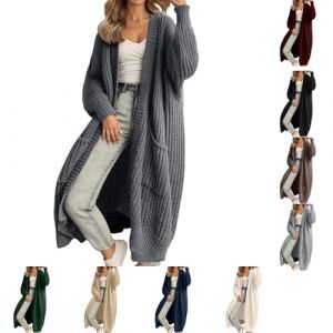 G&eacute;n&eacute;rique Cardigan pour Femmes en Grosse Maille avec Poches plaqu&eacute;es, Gilet sans Fermeture, Manteau Long, Taille Unique (qieycgd, neuf)