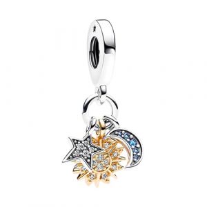 TOFBS Charms Femme Breloque Soleil Lune &Eacute;toile Argent Sterling 925 Cubique Zircone Compatible Breloque Pendentif Perles Bijoux Cadeaux Anniversaire M&egrave;res S&oelig;ur (#2) (KONSTANTINOU-A, neuf)