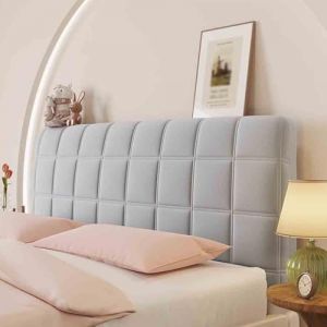 Hearda Housse Tete de Lit Matelassé, Housse de Protection Tête de Lit, Housse Tete de Lit, Housse de Tête de Lit Lavable pour Lits Simples Doubles King Size (70x160cm,Grand Plaid Gris Clair) (Hearda, neuf)