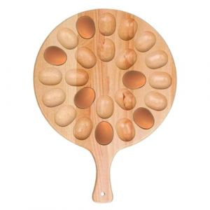 Assiette d'oeufs &agrave; la diable,Plateau d'oeufs &agrave; la diable - Planche de service en bois - Planche &agrave; charcuterie porte-&oelig;ufs rond &agrave; 24 trous, outil de tuyauterie pour &oelig;ufs farcis en bois pour anniversaire (SIQIRUIKE, neuf)