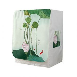 Odot Housse pour Machine à Laver Couverture Lave-Linge Anti-poussière Couverture Tumble Protection Imperméable pour Face Avant de Machine à Laver/Sèche-Linge (Étang de lotus 1,L-capacité 9-12kg) (Odot, neuf)