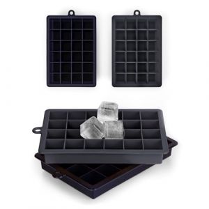 Blumtal Lot de 2 bac a glacon silicone 24 compartiments - Glacons moule sans BPA - Bac glacon silicone pour glacons 2,6 cm - 2 x Moule a glacon taille M - Bac a glacons - Noir bleu & Noir bleu (Everbrent, neuf)