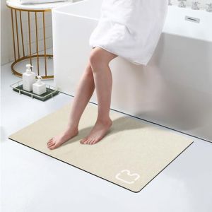 Omulla Tapis de bain en terre de diatomée super absorbant avec envers en caoutchouc antidérapant et dos en caoutchouc fin - Lavable en machine - 43,2 x 81,3 cm - Beige (DaoXiFu, neuf)